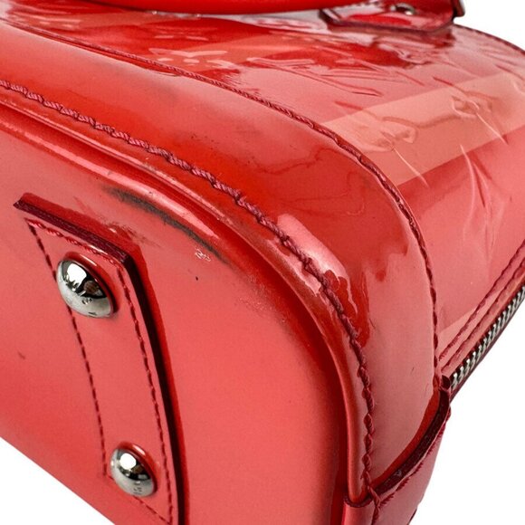 Auth LOUIS VUITTON Vernis Rayur Alma BB Handbag Shoulder Bag Poppy petal - z4115 - Picture 9 of 16